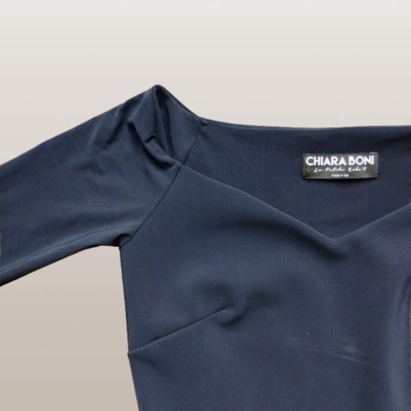 New Chiara Boni Black Fitted Top Made in Italy | Size Small - Picture 2 of 6